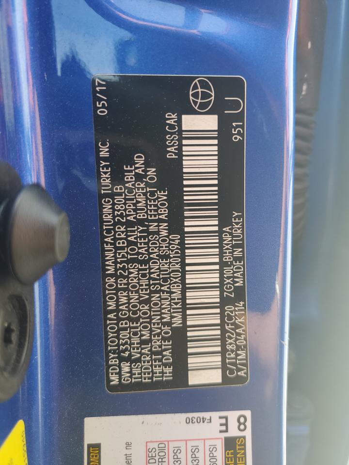 NMTKHMBX0JR015940 2018 Toyota C-Hr Xle