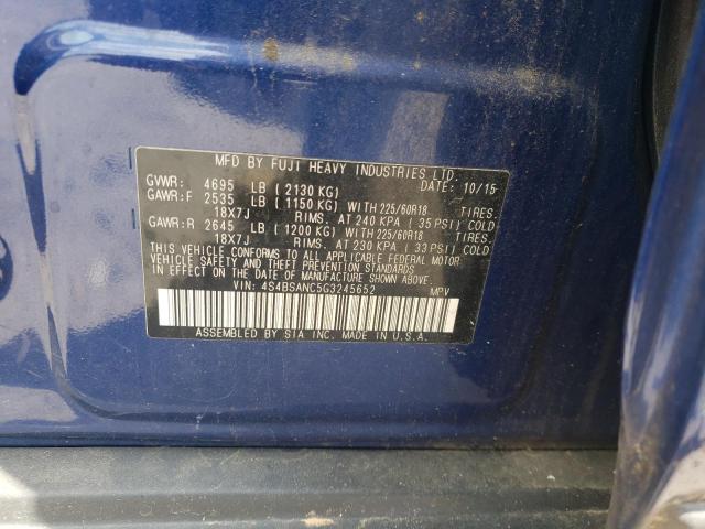 2016 SUBARU OUTBACK 2. - 4S4BSANC5G3245652