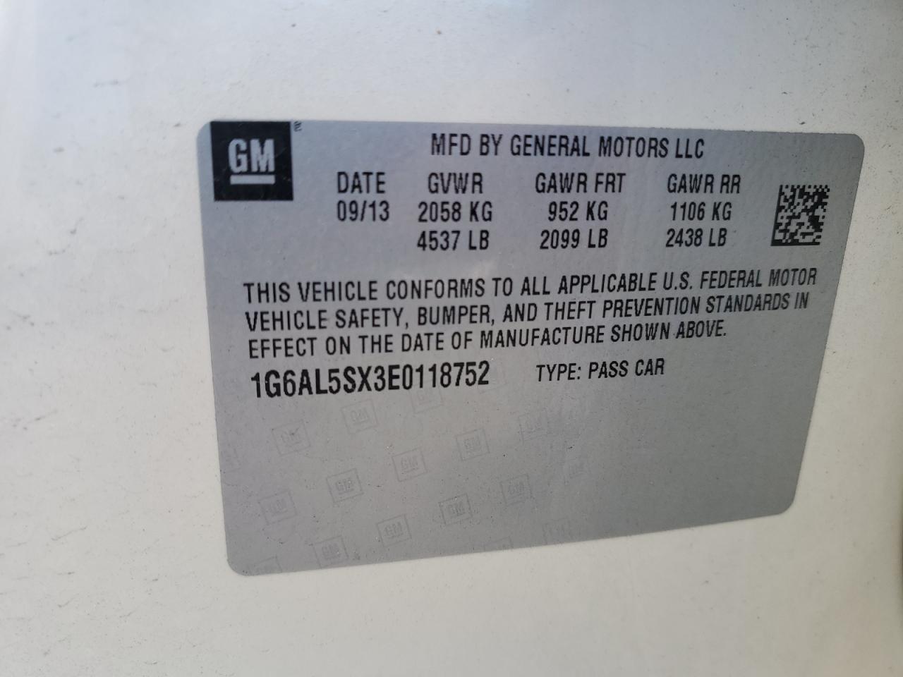 1G6AL5SX3E0118752 2014 Cadillac Ats Premium