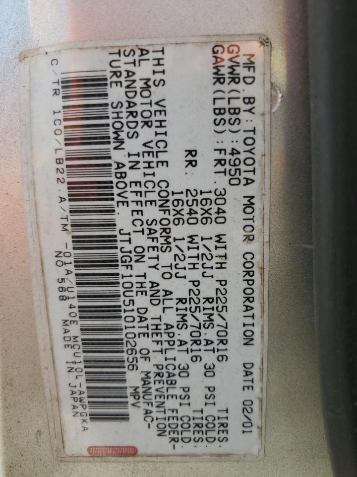 JTJGF10U510102656 2001 Lexus Rx 300