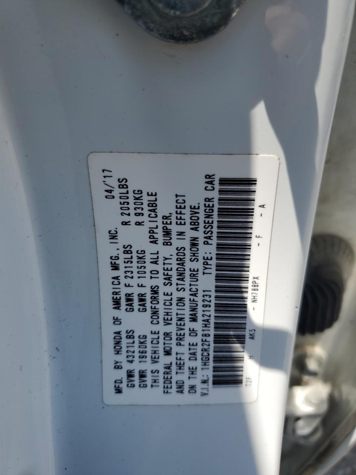 1HGCR2F81HA219231 2017 Honda Accord Exl