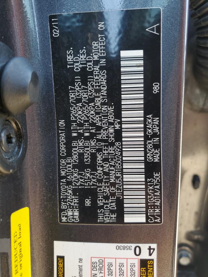 JTEZU5JR1B5024928 2011 Toyota 4Runner Sr5