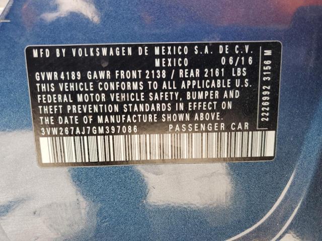 2016 Volkswagen Jetta S VIN: 3VW267AJ7GM397086 Lot: 53356074