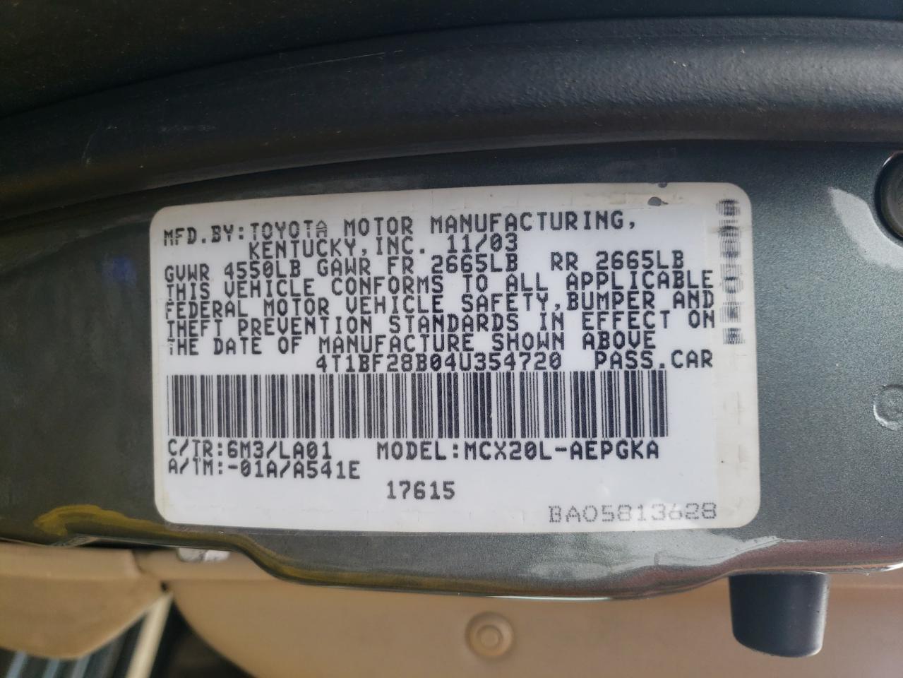 4T1BF28B04U354720 2004 Toyota Avalon Xl