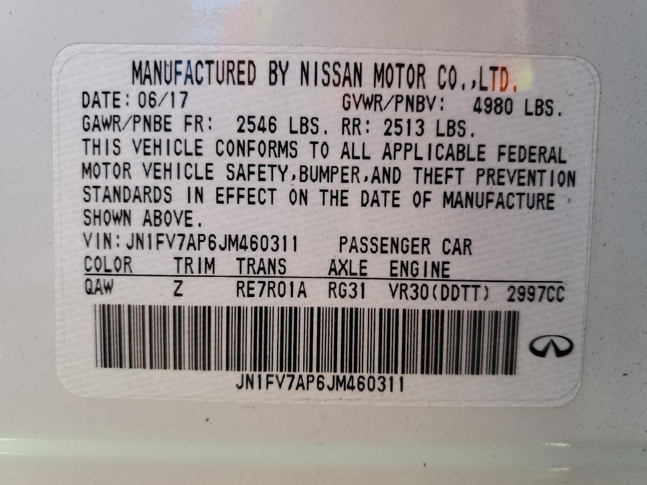 JN1FV7AP6JM460311 2018 Infiniti Q50 Red Sport 400