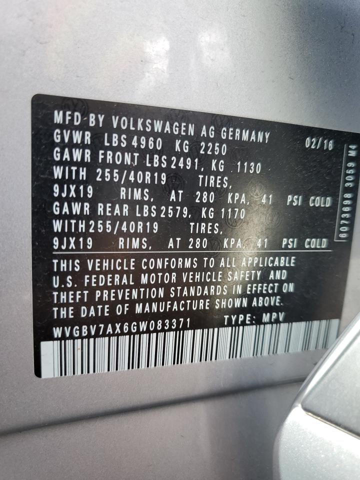 WVGBV7AX6GW083371 2016 Volkswagen Tiguan S