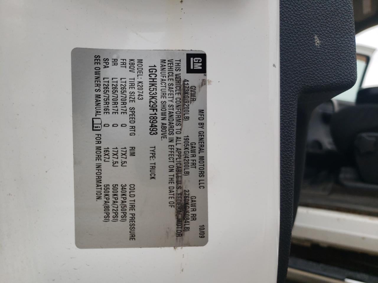 1GCHK53K29F189493 2009 Chevrolet Silverado K2500 Heavy Duty Lt