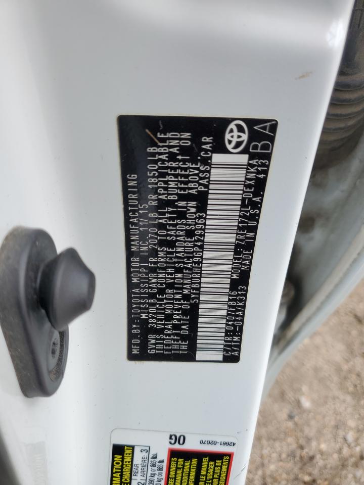 5YFBURHE9GP429963 2016 Toyota Corolla L