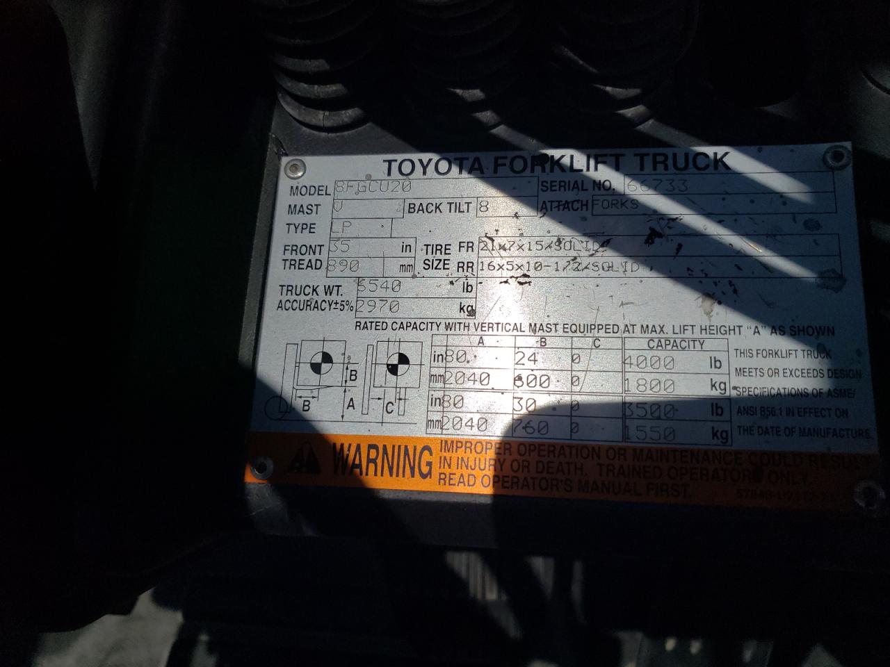 66733 2015 Toyota Forklift