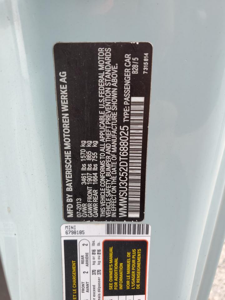 WMWSU3C52DT688025 2013 Mini Cooper