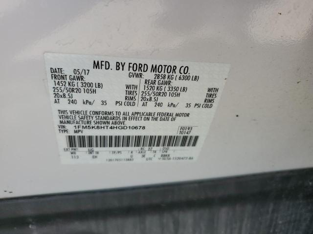 2017 Ford Explorer Platinum VIN: 1FM5K8HT4HGD10678 Lot: 56609214