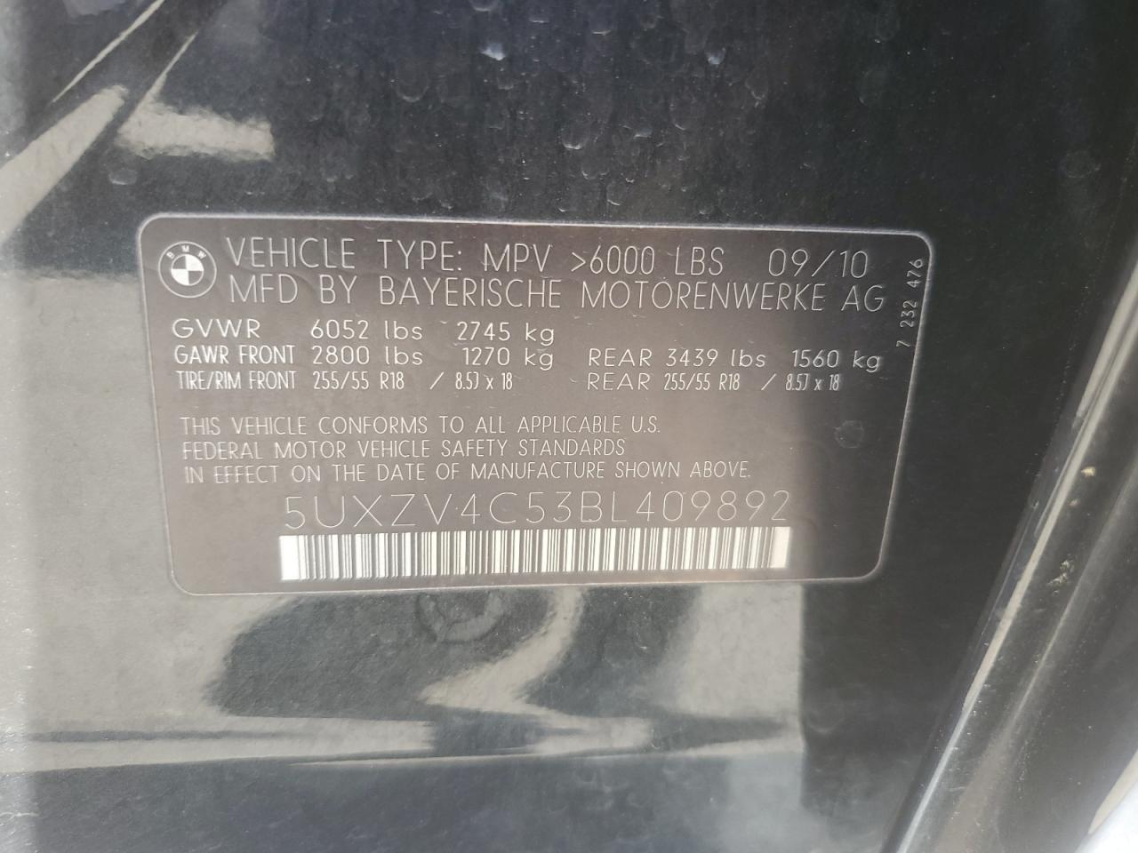 5UXZV4C53BL409892 2011 BMW X5 xDrive35I