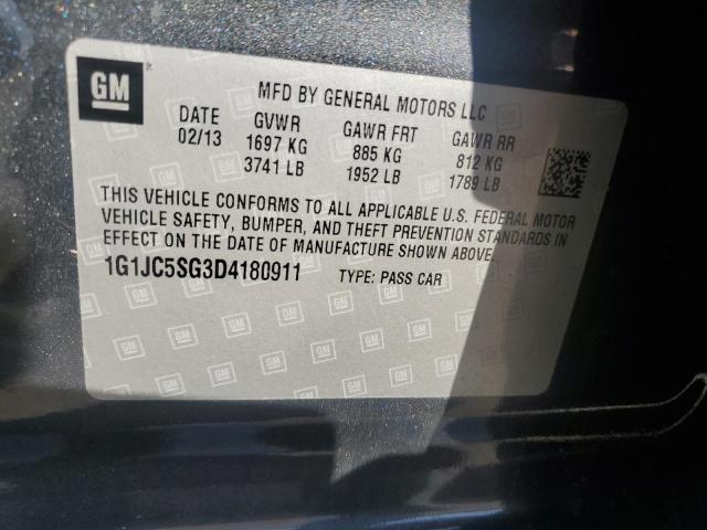 2013 Chevrolet Sonic Lt VIN: 1G1JC5SG3D4180911 Lot: 54495014