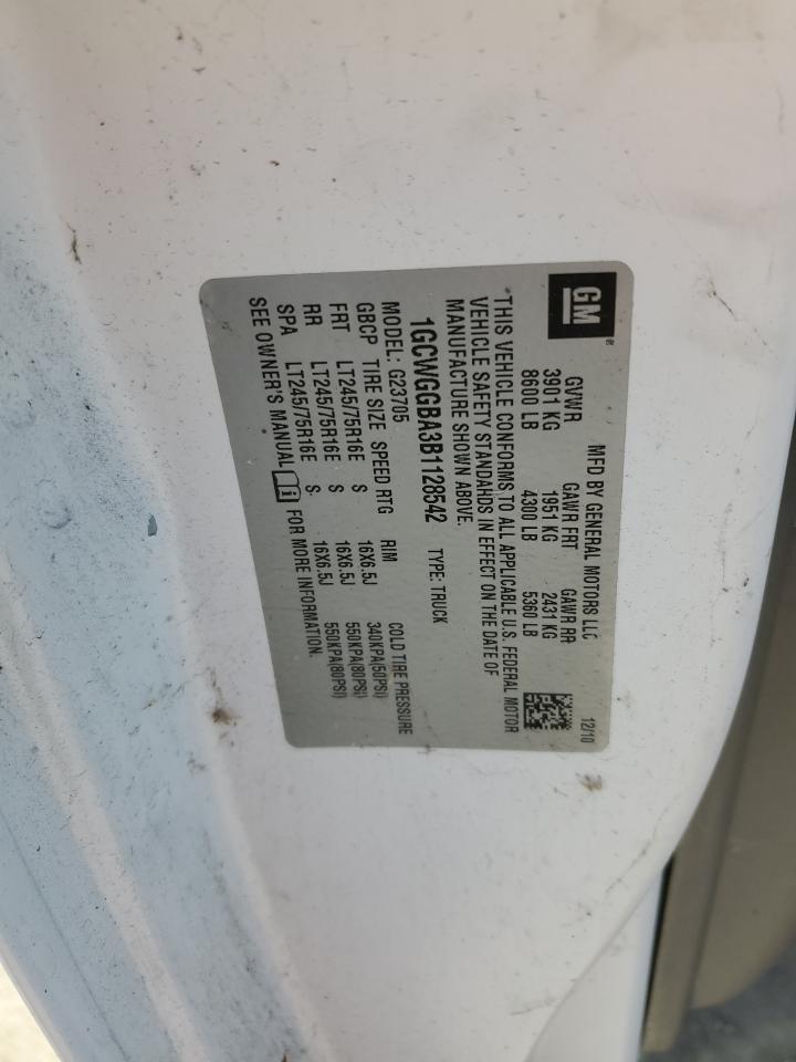 1GCWGGBA3B1128542 2011 Chevrolet Express G2500