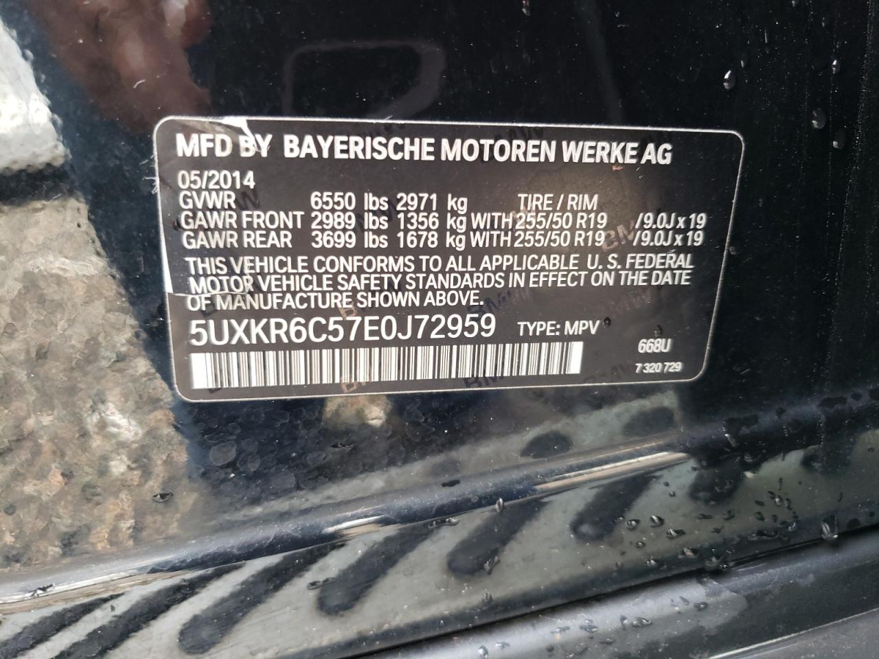 5UXKR6C57E0J72959 2014 BMW X5 xDrive50I