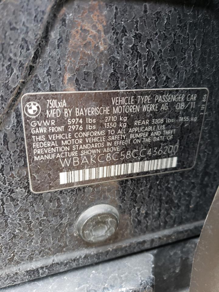 WBAKC8C58CC436200 2012 BMW 750 Lxi