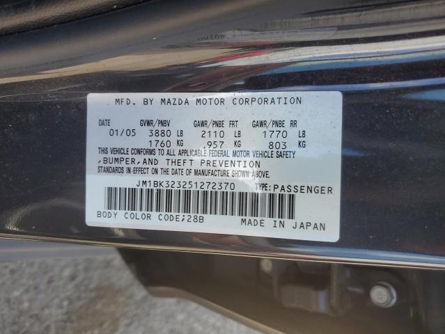 2005 Mazda 3 S VIN: JM1BK323251272370 Lot: 55278594