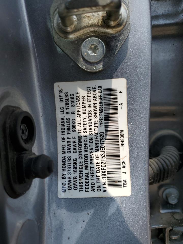 19XFC2F53JE017920 2018 Honda Civic Lx