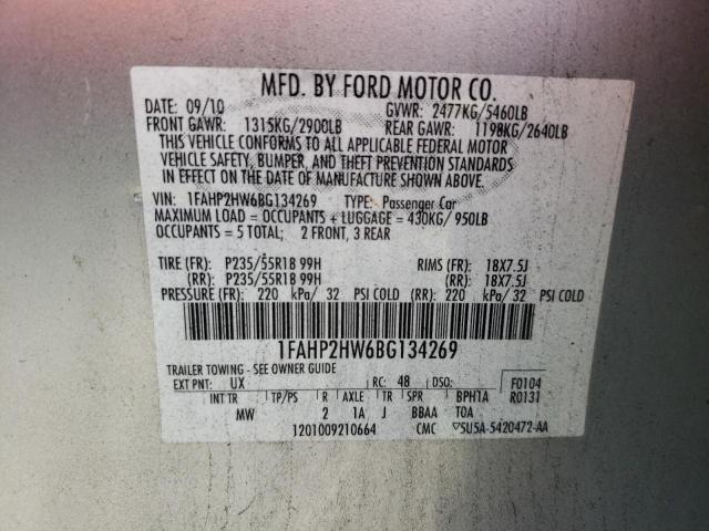 2011 Ford Taurus Sel VIN: 1FAHP2HW6BG134269 Lot: 56690484