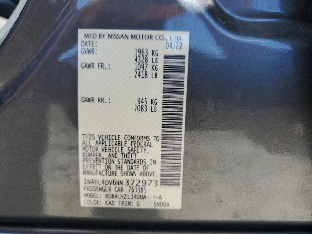 2022 Nissan Altima Sv VIN: 1N4BL4DV6NN372973 Lot: 54453014