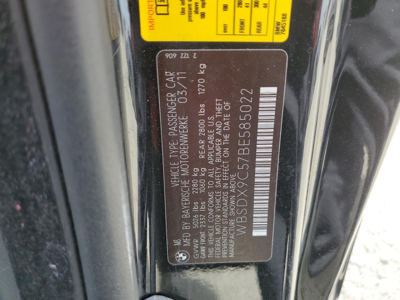 WBSDX9C57BE585022 2011 BMW M3