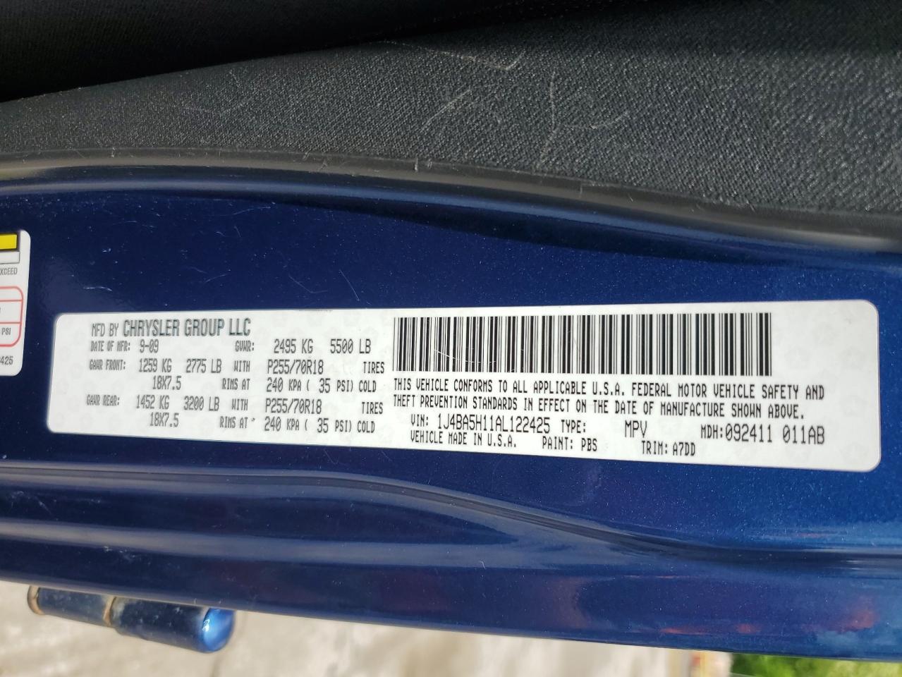 1J4BA5H11AL122425 2010 Jeep Wrangler Unlimited Sahara