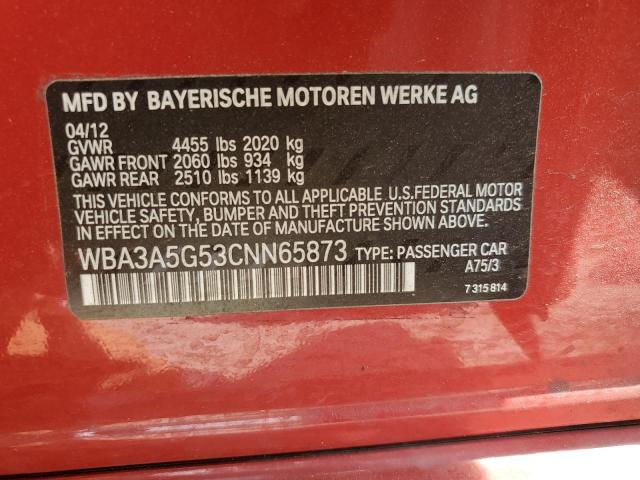 2012 BMW 328 I VIN: WBA3A5G53CNN65873 Lot: 53246574