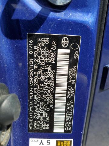 2016 Toyota Prius VIN: JTDKARFU9G3505595 Lot: 53288834