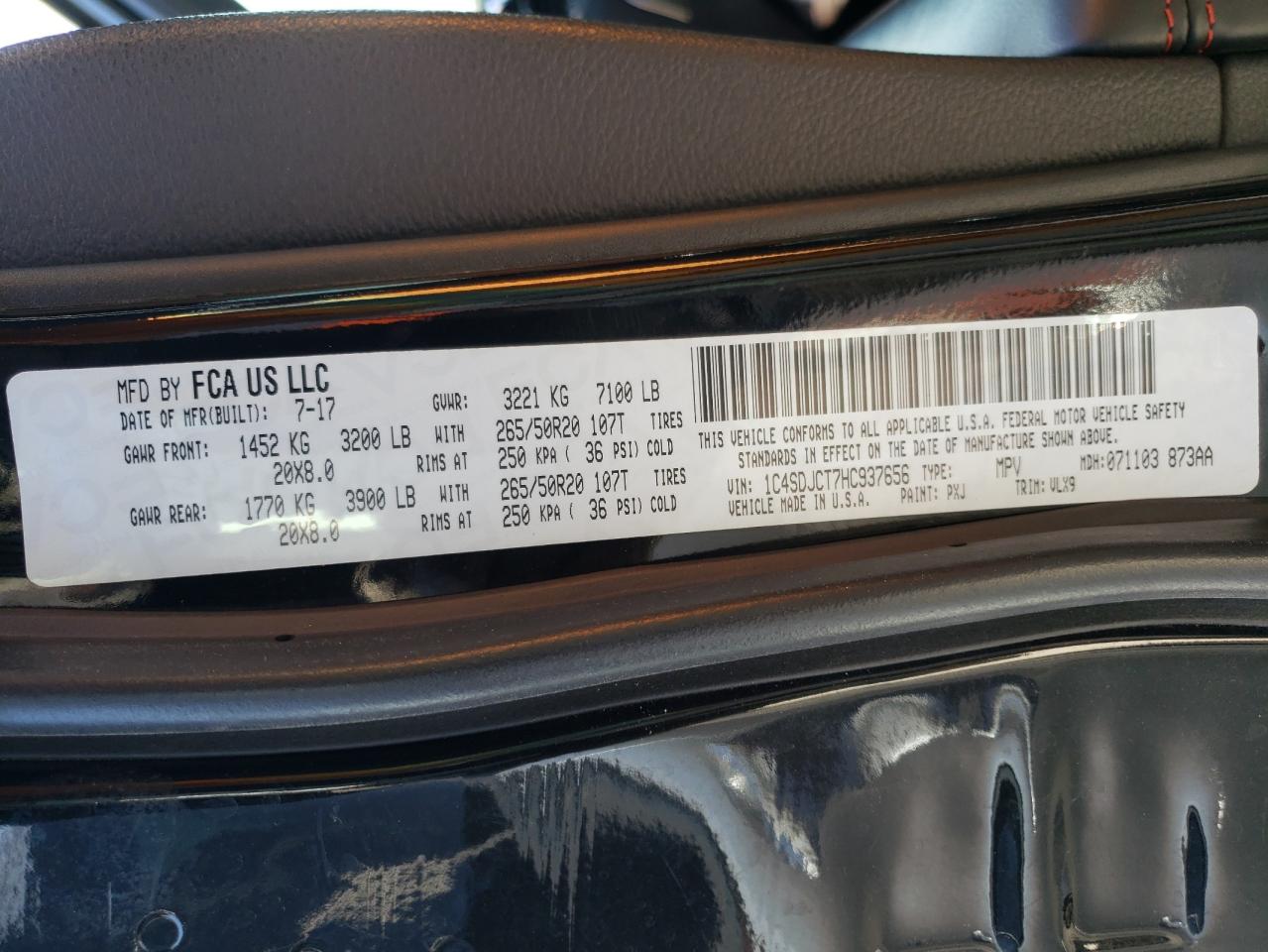 1C4SDJCT7HC937656 2017 Dodge Durango R/T