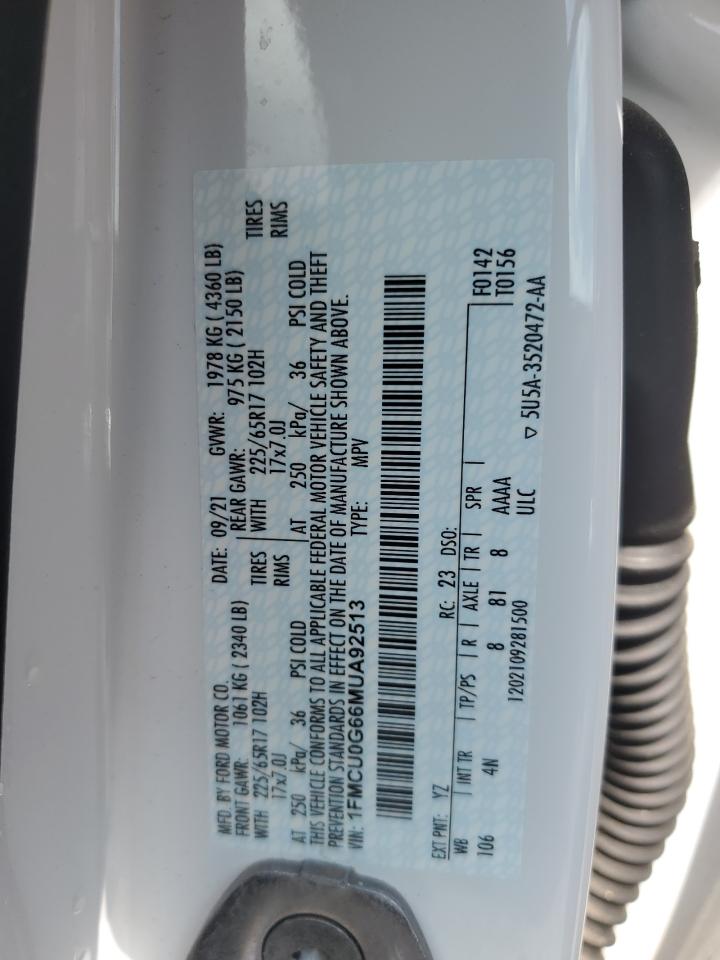 1FMCU0G66MUA92513 2021 Ford Escape Se