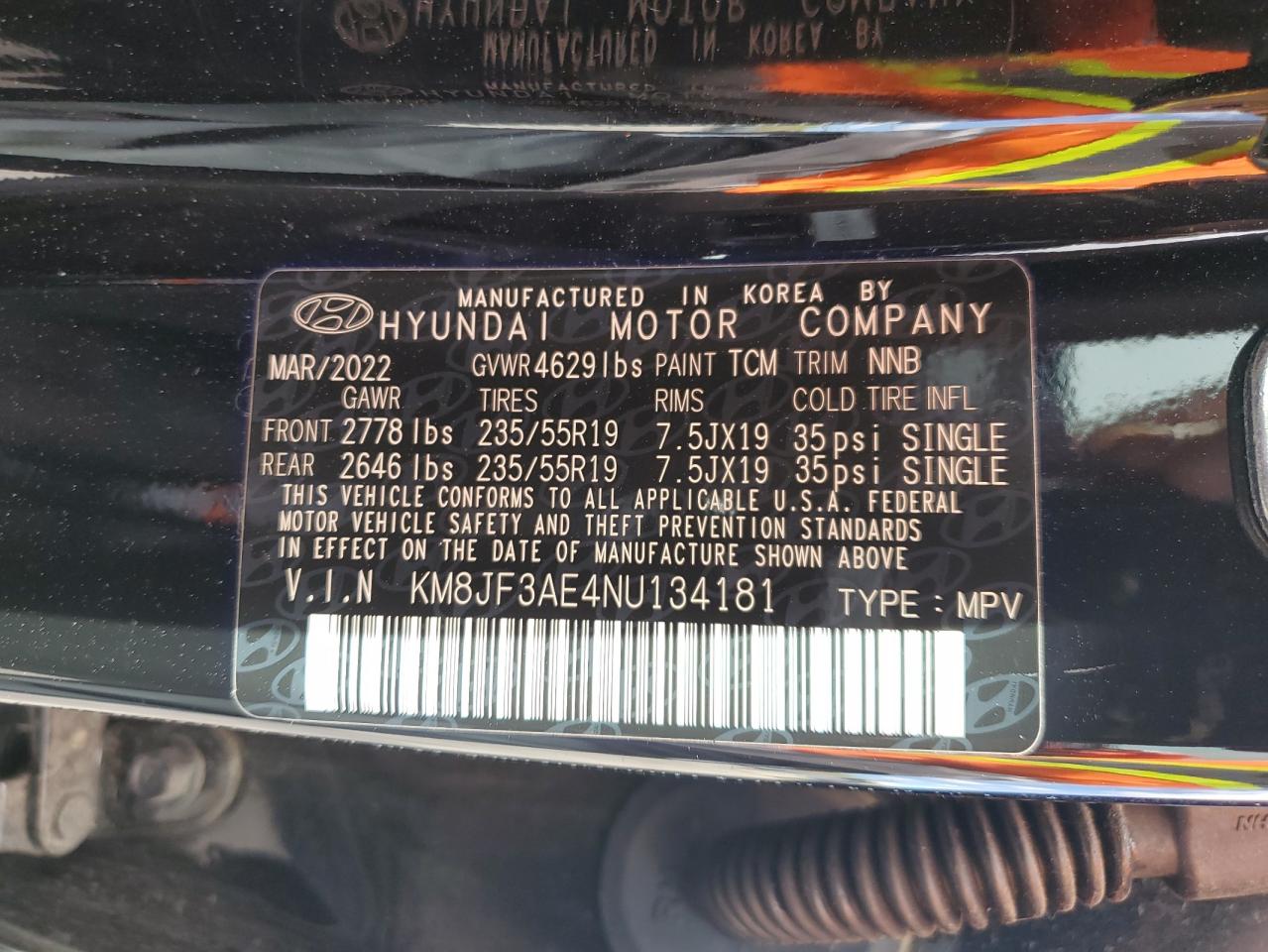 KM8JF3AE4NU134181 2022 Hyundai Tucson N Line