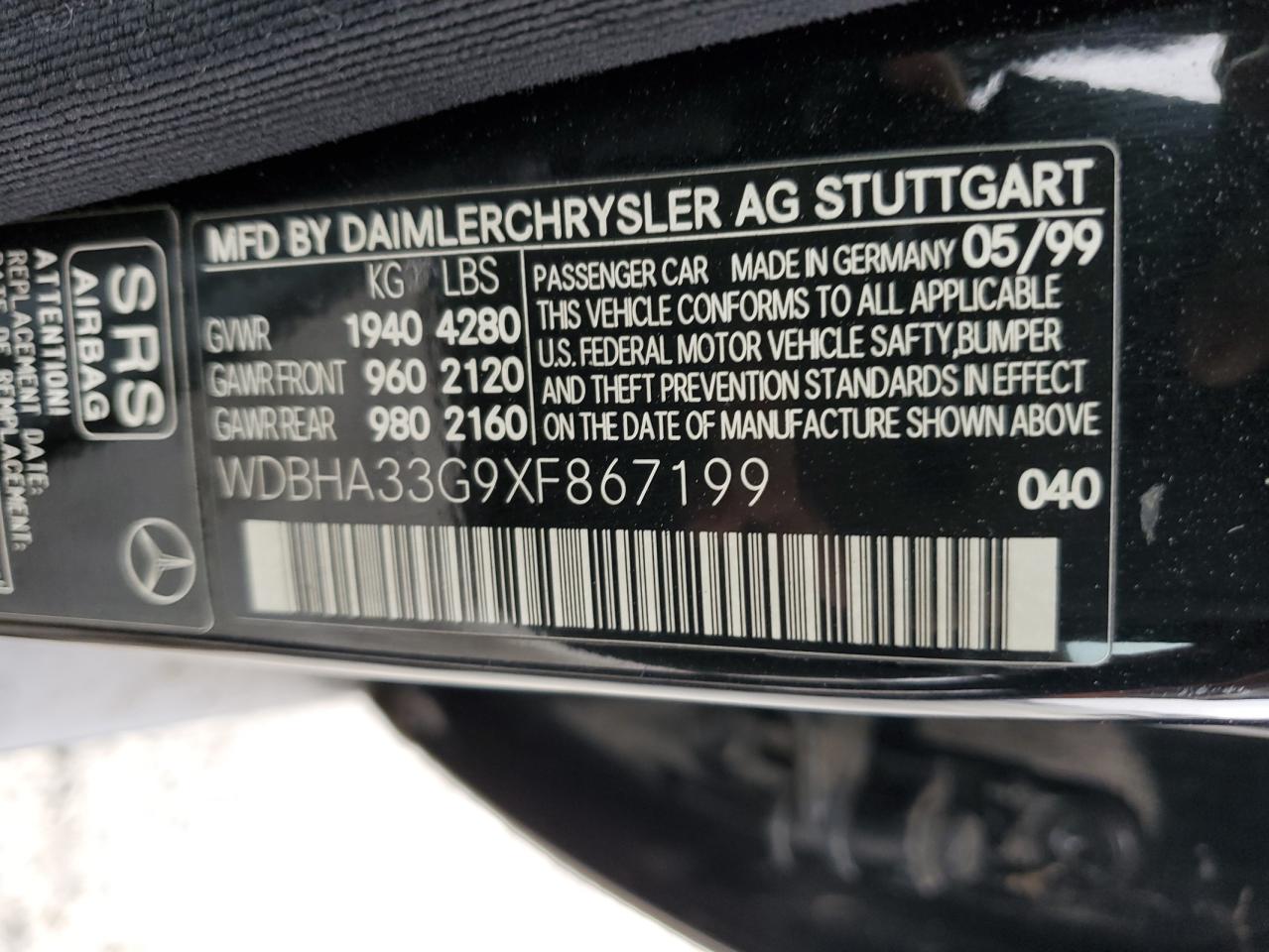 WDBHA33G9XF867199 1999 Mercedes-Benz C 43