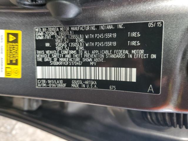 VIN 5TDDKRFH3FS170467 2015 Toyota Highlander, Limited no.13