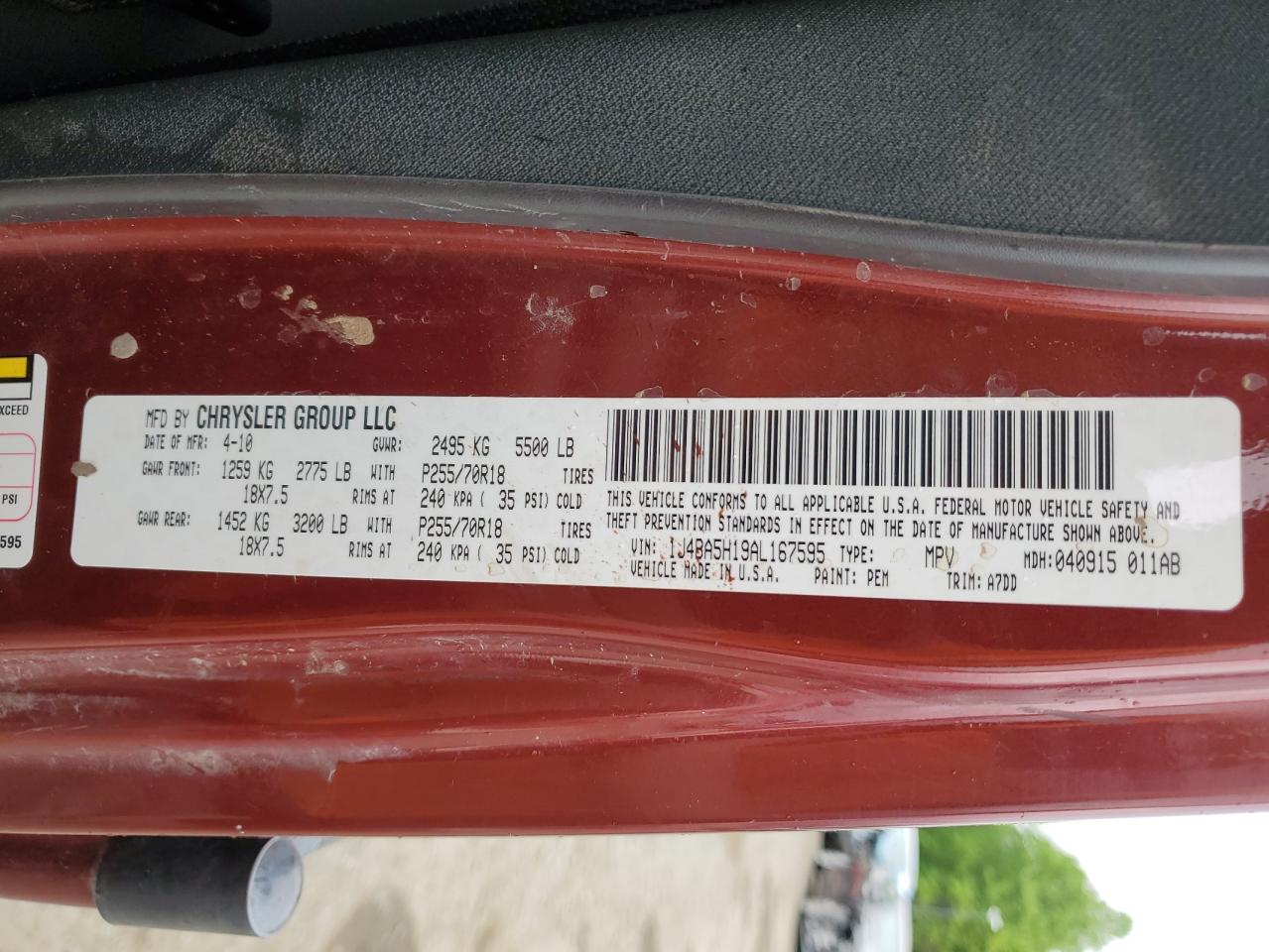 1J4BA5H19AL167595 2010 Jeep Wrangler Unlimited Sahara