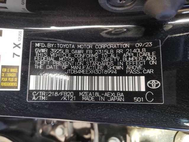 2024 Toyota Corolla Le VIN: JTDB4MEEXR3018994 Lot: 54074834