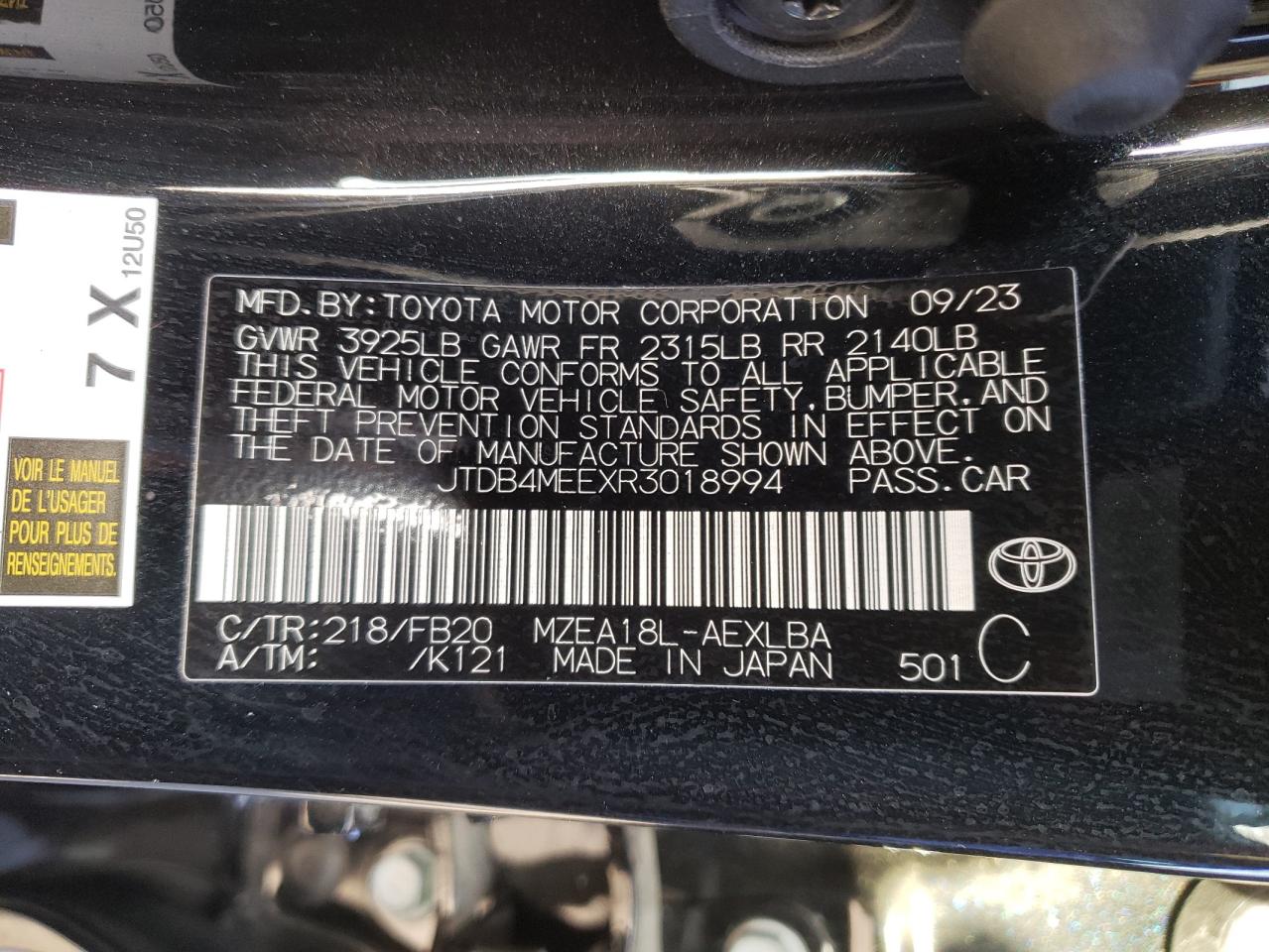 JTDB4MEEXR3018994 2024 Toyota Corolla Le