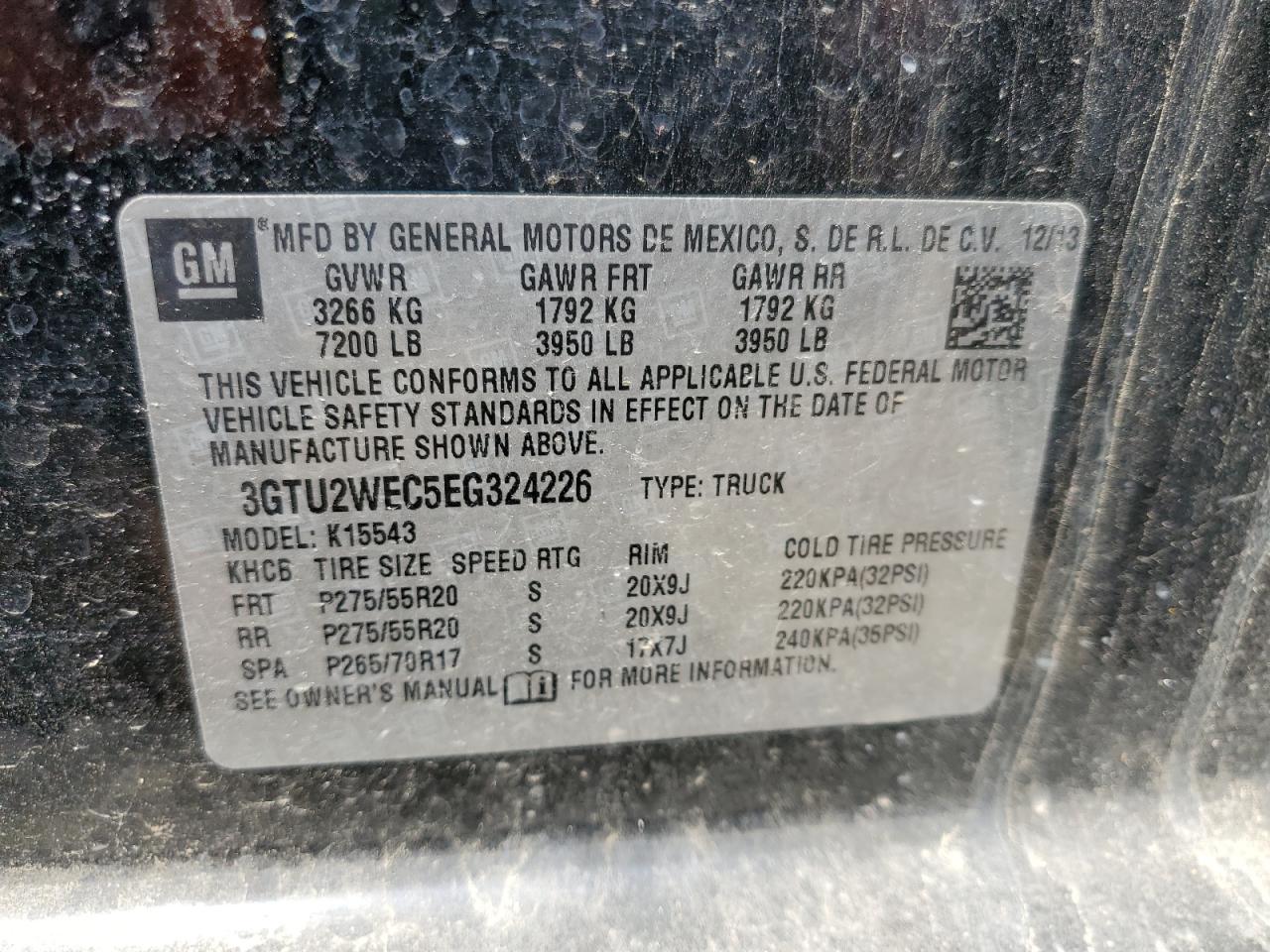 3GTU2WEC5EG324226 2014 GMC Sierra K1500 Denali