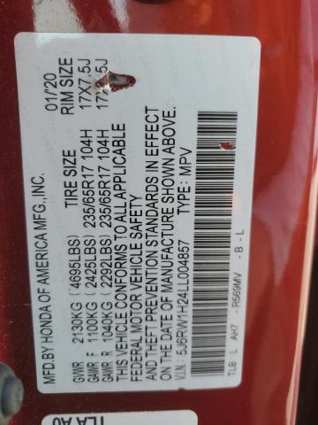 2020 Honda Cr-V Lx VIN: 5J6RW1H24LL004857 Lot: 57419754