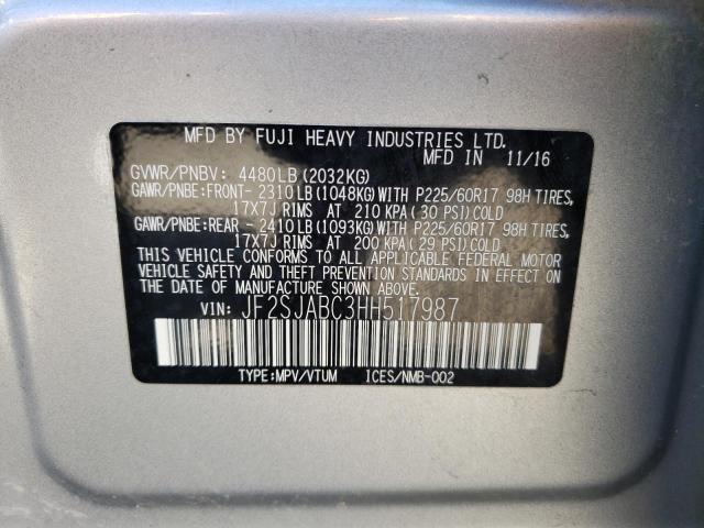 2017 Subaru Forester 2.5I VIN: JF2SJABC3HH517987 Lot: 53013084