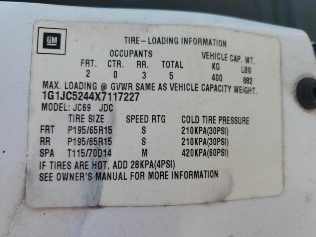 1999 Chevrolet Cavalier VIN: 1G1JC5244X7117227 Lot: 55508624