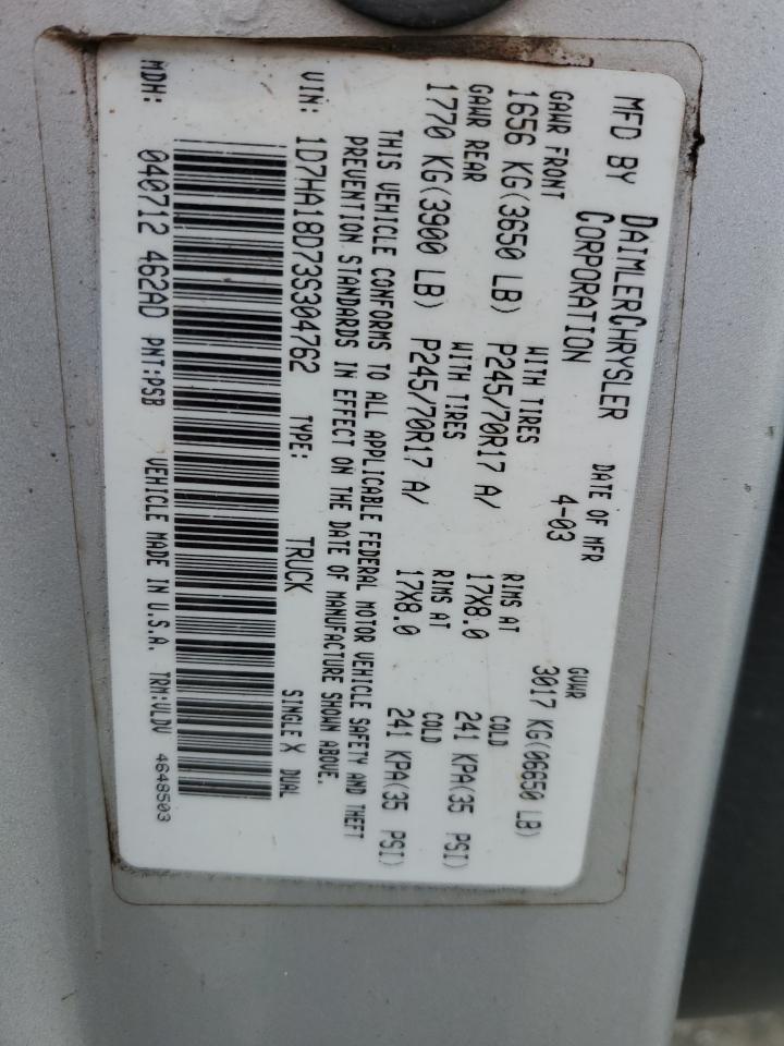 1D7HA18D73S304762 2003 Dodge Ram 1500 St