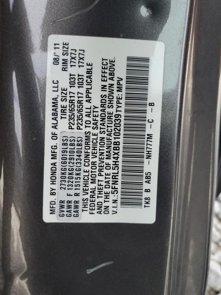5FNRL5H4XBB102039 2011 Honda Odyssey Ex