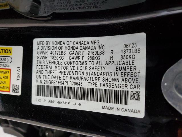 2023 Honda Civic Touring VIN: 2HGFE1F94PH320646 Lot: 53533314