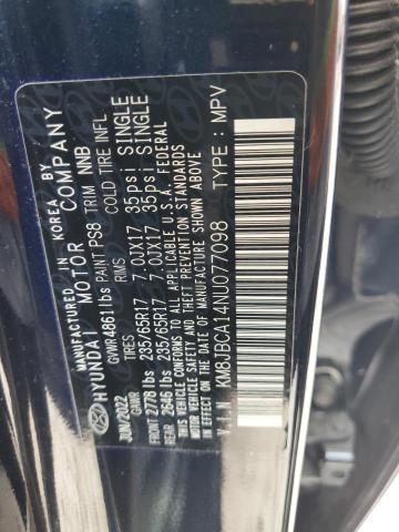 2022 Hyundai Tucson Blue VIN: KM8JBCA14NU077098 Lot: 56699094