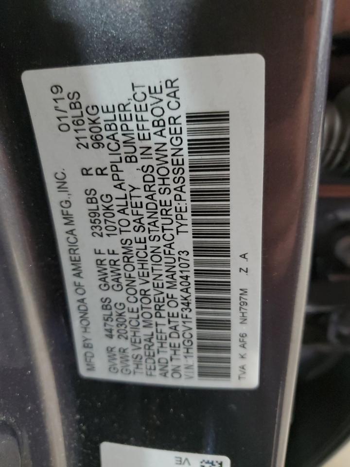 1HGCV1F34KA041073 2019 Honda Accord Sport