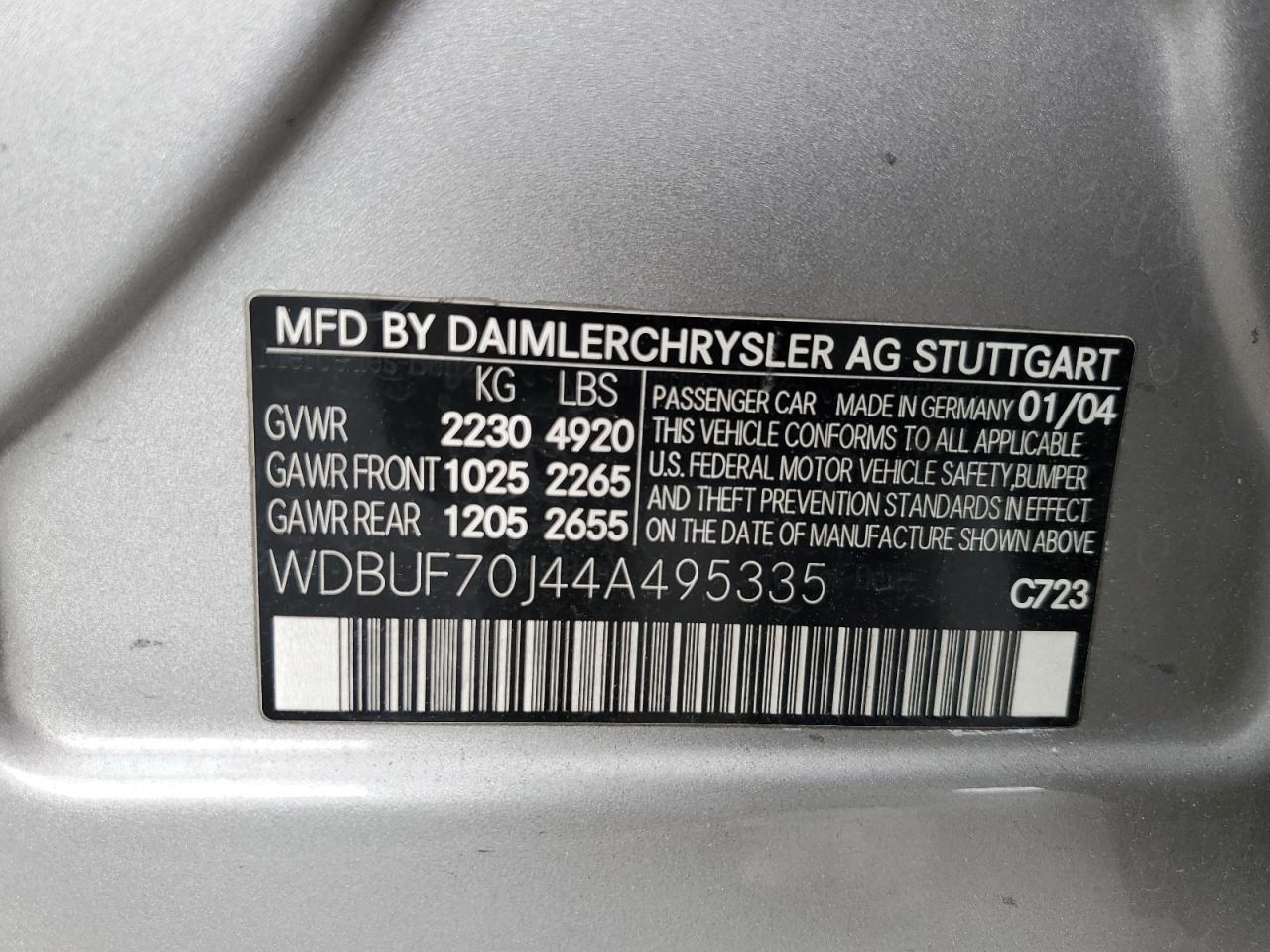 WDBUF70J44A495335 2004 Mercedes-Benz E 500