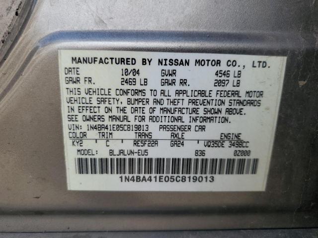 2005 Nissan Maxima Se VIN: 1N4BA41E05C819013 Lot: 53425294