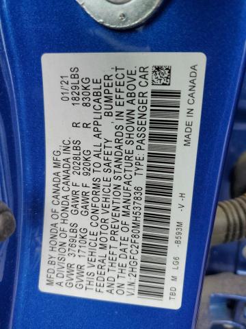 2021 HONDA CIVIC SPOR - 2HGFC2F80MH537836