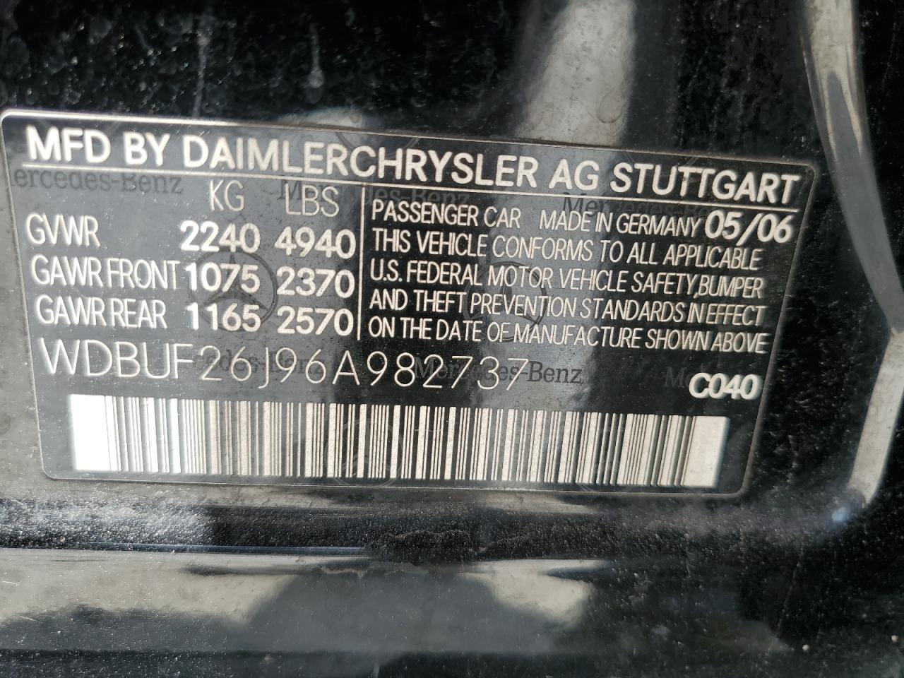 WDBUF26J96A982737 2006 Mercedes-Benz E 320 Cdi