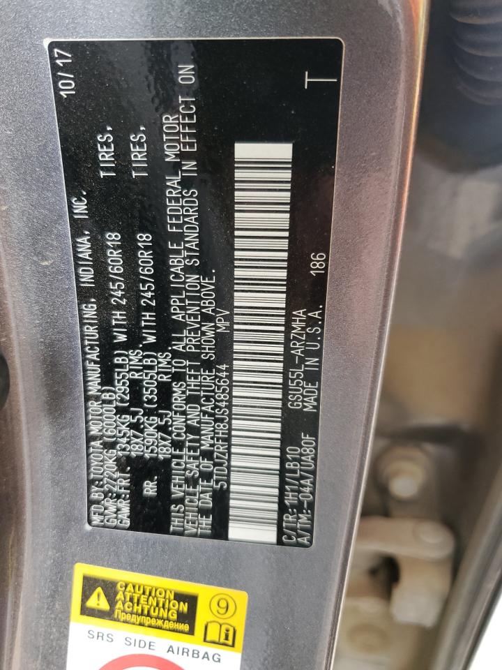 5TDJZRFH8JS485644 2018 Toyota Highlander Se